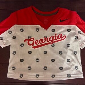 Nike Georgia Bulldogs Jersey Top | Red & White All-Over Print | Team Authentic